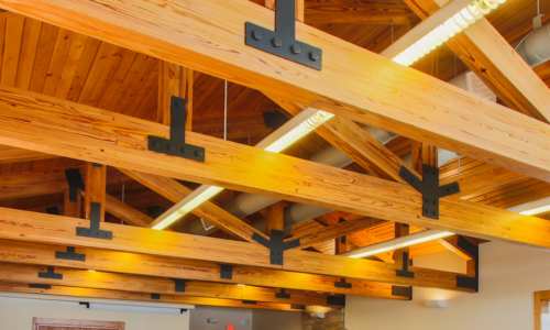 Wooden ceiling support beams