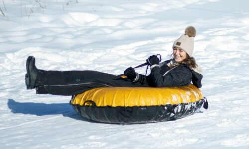 one person on snow tube
