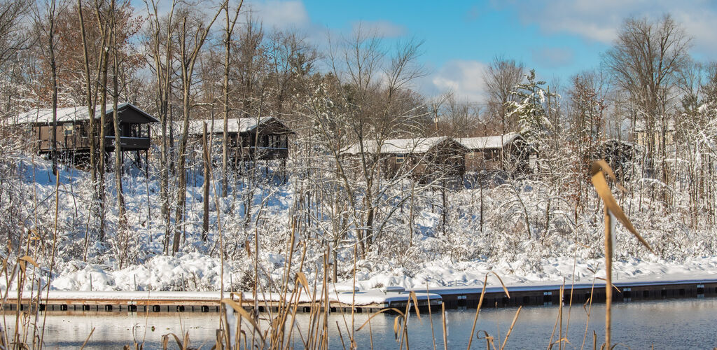 Photo of cabins in the winter