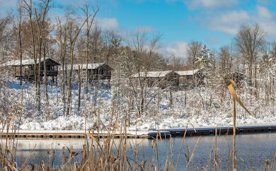 Photo of cabins in the winter